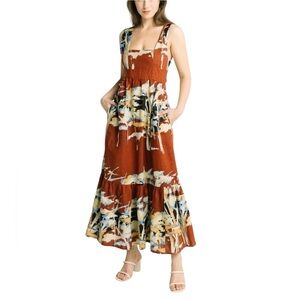 Bel Kazan Devon Dress 100% Linen Open Back Bow Ties Size XSmall